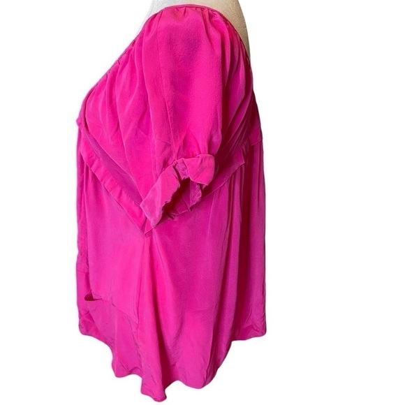 Rebecca Taylor Pink Silk Babydoll Blouse Y2K size small (2) short sleeves - Picture 11 of 14